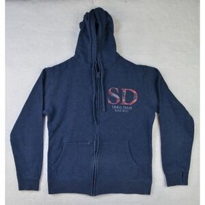 1880 TRAIN BLACK HILLS SOUTH DAKOTA Sweatshirt Womens Medium Blue Gray Quilted